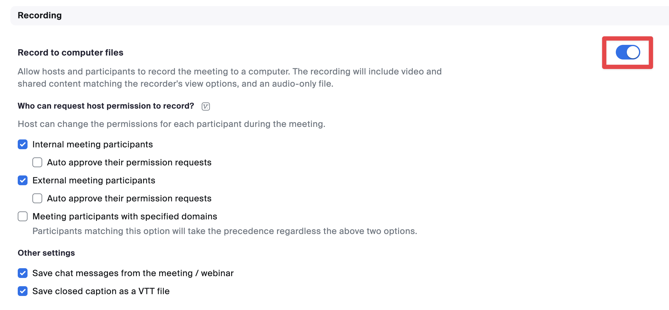 Zoom Local Recording Toggle